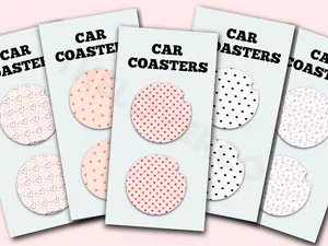 Cute Car Coasters Set of 2 Aesthetic Neoprene Coasters for New Cars Gifts for Her Flowers Car Accessories Tableware Thick Absorbent Fabric Easy to Clean Hand Wash Air Dry