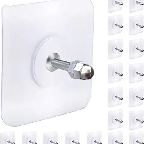 30-Piece Acrylic+Steel Wall Mounted Versatile Organizer Hooks & Rails - Screw-Free Sticker Installation, Easy Mounting Solutions, No Drilling/Punch/Nail, Water Resistant, Repositionable, Reusable, Built-In Bolt Caps, Wall Safe Kitchen Bathroom Accessories