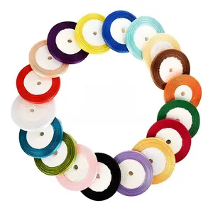 1Roll 22M 0.24inch/0.6cm DIY Natural Satin Decorative Ribbon Crafts Sewing Clothing Handwork Bows Party Gifts Wrapping Decoration