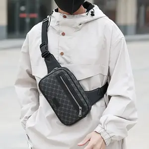 1 Piece Men's Luxury Designer Single Slanted Chest Bag, PU Leather Crossbody Bag