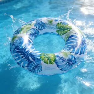 Inflatable Tropical Pool Float Set, Flamingo Flower & Palm Leaf Print, Durable Portable Water Float for Swimming Pool, Beach & Summer Fun, 2 Styles