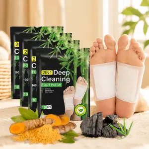 2in1 Detox Foot Patches Natural Bamboo Charcoal Ginger Wormwood Toxin Removal Stress Relief Deep Sleep Support Herbal Foot Care Solution Wellness Relaxation