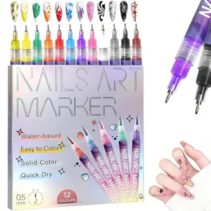12 Color Nail Art Pen Set, DIY Manicure Marking Pens, 3D Nail Polish Brush, Beauty Decoration Tool, Nail Art Tools (multicolor)