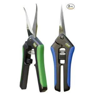Hydroponic 2Pack Microtip Straight blade/Curved Blade Flower Leaf Trimmer Pruning Shears by Yieldcropper