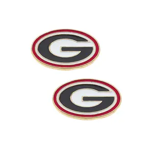 UGA Bulldogs Enamel Logo Stud Earrings in Shiny Gold