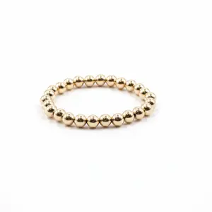 5mm Gold-Filled Beaded Bracelet for Women – Waterproof Non-Tarnish Stretch Gold Ball Bracelet | Minimalist Stackable Jewelry