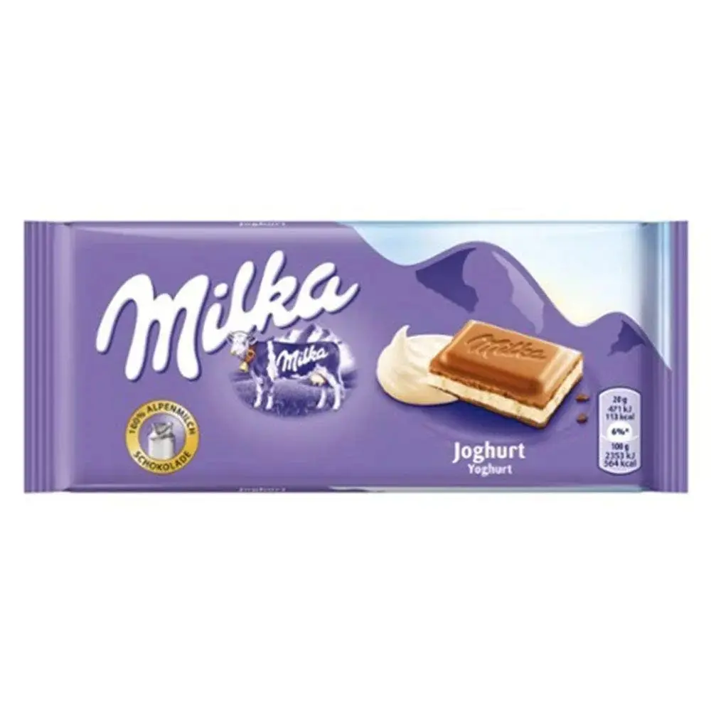 Milka Yogurt-Filled Chocolate Bar - 100g Chocolate-Flavored, Sweet-Tangy Creamy Dessert, Perfect Any Time Snack