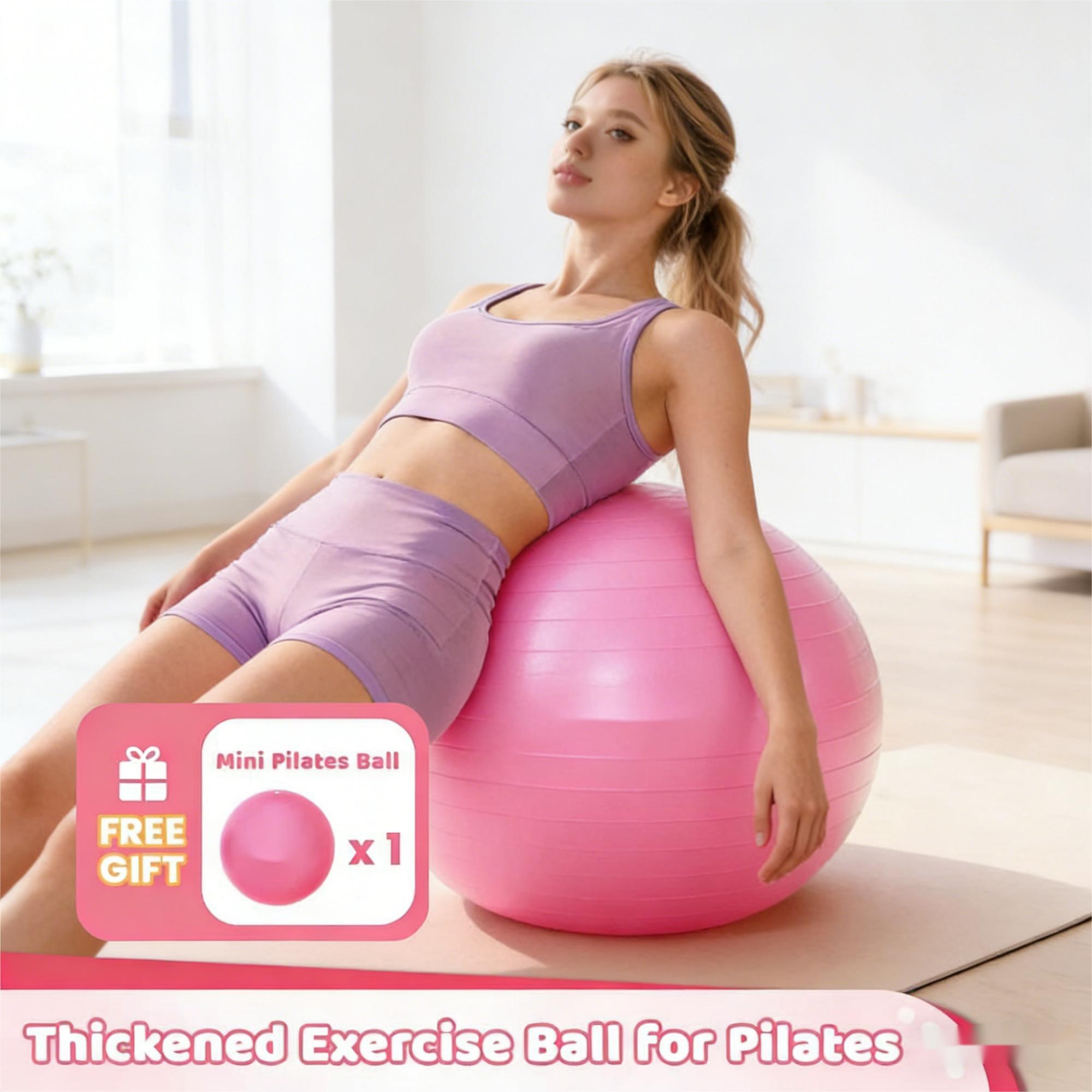 Anti-Burst Exercise Ball with Mini Pilates Ball, Thickened Yoga Ball for Home Workout, Core Training & Fitness