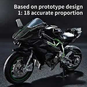 Kawasaki Ninja H2r 1:18 Scale Diecast Motorcycle Model Toy, Functional Shock Absorber Design, Ideal Gift for Kids & Collectors