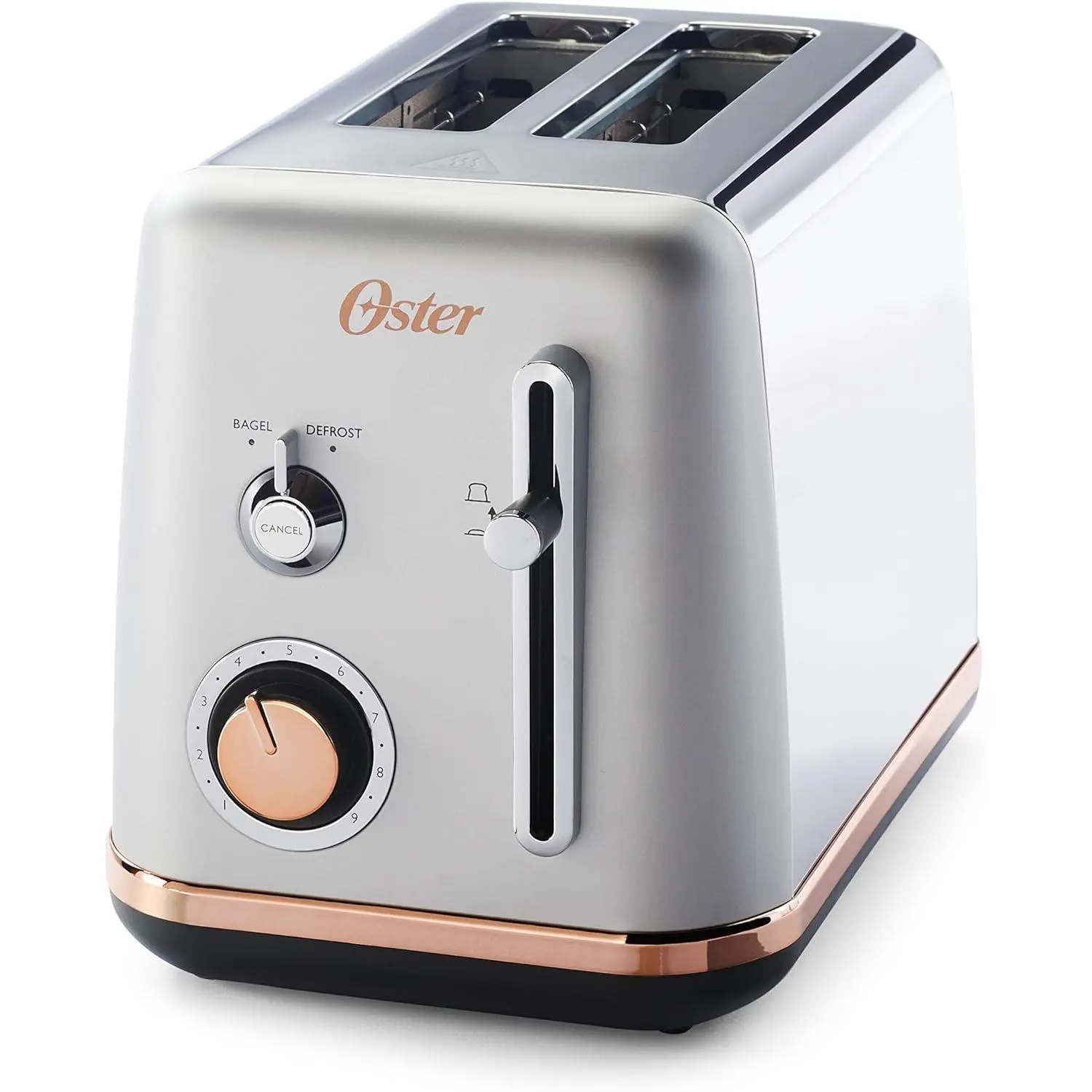 Metallic 2-Slice Stainless Steel Toaster, Metropolitan Collection with Rose Gold Accents, User-Friendly Controls, Easy-Remove Design, Space-Saving, Extra-Wide Slots for Consistent Even Golden Crispy Toasting