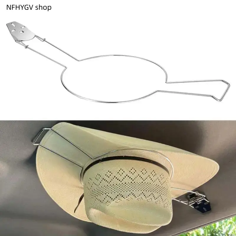 Heavy-duty clip-on cowboy hat mount for trucks and SUVs. Prevents hats from bending, falling or getting sun-damaged. Tool-free installation on headrest posts, firm grip even on rough roads. Must-have truck accessory for hat lovers