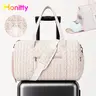 HONITTY Floral Quilted Duffle Bag - Female Dance & Gym Bag with Vented Shoe Compartment, Multi-Compartment Personal Item, Zipper Pocket, Portable Travel Luggage Accessory