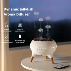 Upgraded dynamic multi-mist humidifier, color light remote-controlled jellyfish aroma diffuser, can add essential oils, a must-have for home and bedroom.