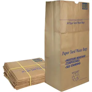 30 Gallon Heavy-Duty 2-Ply Lawn & Leaf Yard Waste Compost Refuse Paper Bags, Eco-Friendly Tear Resistant Self Standing Biodegradable, Made in USA, 10 Count