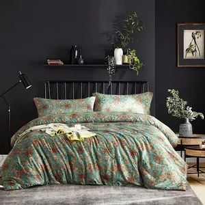 Bohemian Style Duvet Set, Enlarged Size Bedding, Lightweight Seasonal Design, Soft Ultra-Fine Fiber Material, Floral & Plant Patterns