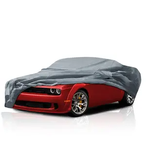 4 Layer Custom Fit Car Cover for Dodge Challenger Model Year 2008-2023 Durable Dustproof Full Coverage Windproof with Mirror Pockets