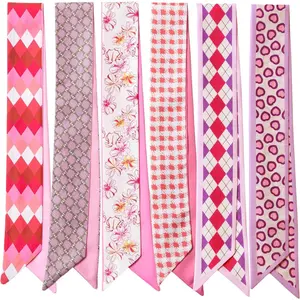 6 Pack Fashion Scarves for Women, Versatile Boho Head Scarf, Satin Scarf for Hair, Neck, Wrist, and Purse Accessories