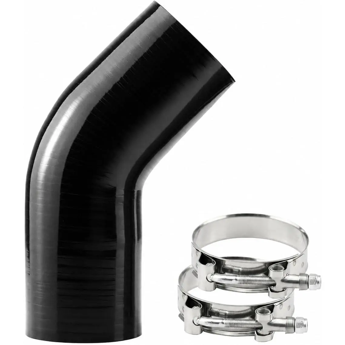 45  Elbow ID: 2.5" (63.5mm) 4-Ply 5mm Thickness   Hose Coupler with T-Bolt Clamp