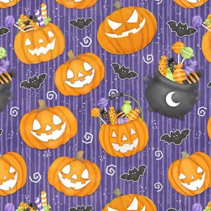 Fabric Henry Glass Purple Large Pumpkin Glow in the Dark Moonlight Mischief by the Quarter Yard 2554G-55