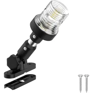 6 Inches LED Pontoon Stern Light Bimini Mount - IP67 Waterproof 3NM Folding Rear White Navigation Running Anchor Light for Marine Pontoon Boat Night Use