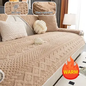 All-Season Plain Plush Sofa Cushion, Warm Cotton Velvet Material, Thick Durable Anti-Dust, Non-Slip Scratch Resistant, Pet Proof