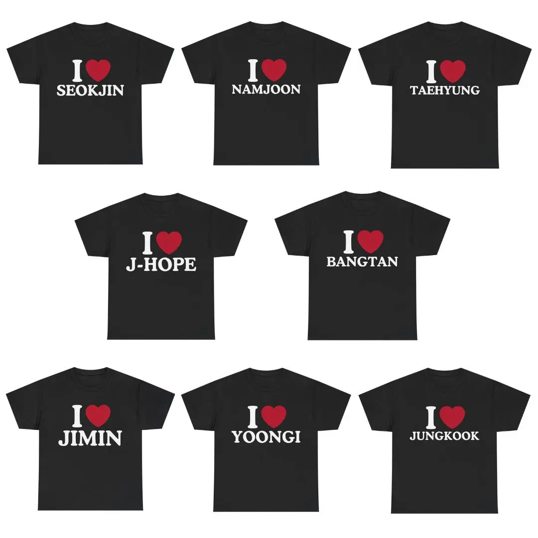 Men's Classic Casual Short-Sleeve Round Neck Graphic Tee - Premium Fabric Kpop Bangtan Boy Band Fan Gift Top