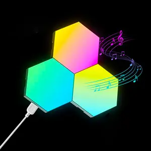 Smart RGB Hexagon LED Wall Light - APP Control & Music Sync, 16M Color Changing DIY Geometric Decor for Gaming Room, Bedroom, Living Room