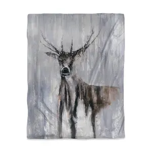 Begin Home Decor 3817-VWCT-AN93 Winter Abstract Deer Blue Twin Size Duvet Cover - Deer Bedroom Decor