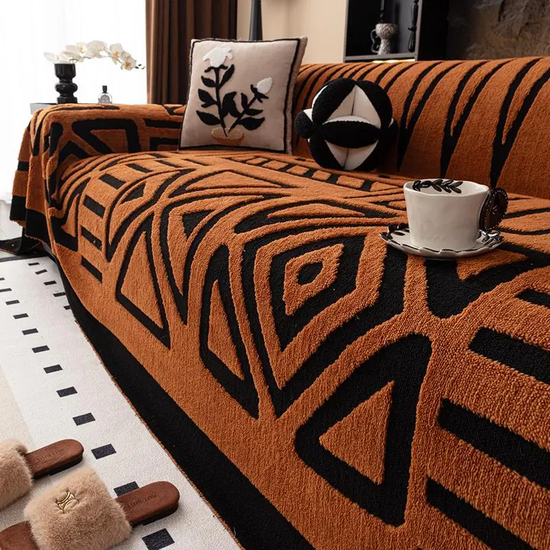 Bohemian Style Sofa Cover, Decorative Sofa Cover, Vintage Crisscross Sofa Blanket, Non-slip Washable Dustproof Sofa Slipcover, Couch Sofa Protector, Soft Plush Furniture Decor for Armchair, Double Sofa, Three-seater