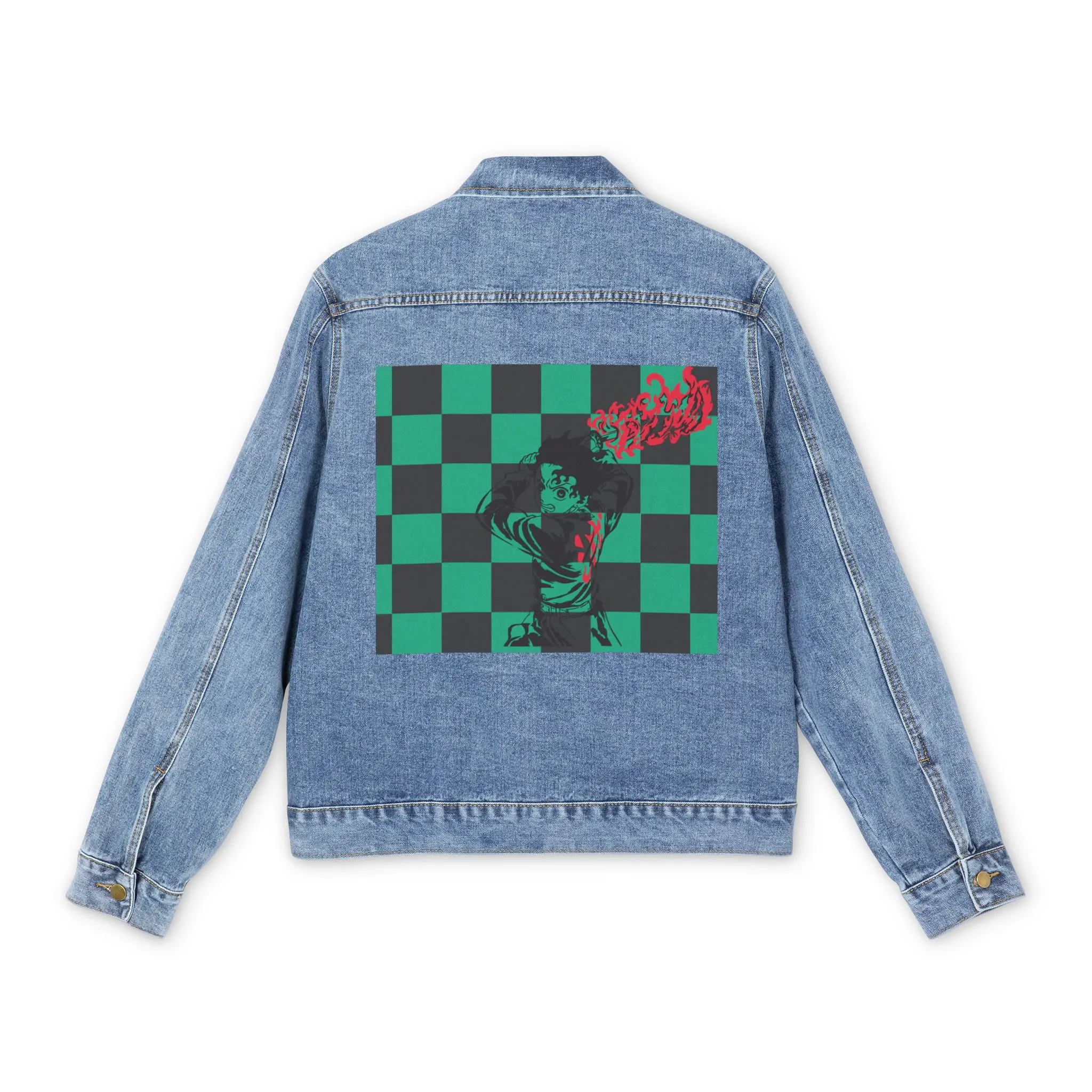 Anime Denim Jacket for Men, Japanese Cartoon Graphic, Otaku Streetwear, Manga Fashion Coat, Anime Lover Gift, DBZ, JJK, Naruto, JuJitsu Kaisen, Itadori, yuji, Satoru, Gojo, sasuke, DMS, demonslayer, Asian Style Outerwear,