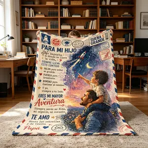 Custom Dad-to-Son Inspirational Quote Flannel Blanket - Soft Cozy Home Decor Throw, Romantic & Decorative Adult Bedroom Accessory, Lightweight Home Supply Gift with Included USA Shipping, Romantic Bedroom Accessories, Bedroom Decorative Accessories
