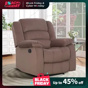 [TikTokShopBlackFriday]Ebello Fabric Recliner Chair with Overstuffed Arm and Back, Comfy Chocolate Manual Reclining Chairs for Adults, Living Room Single Sofa Recliners