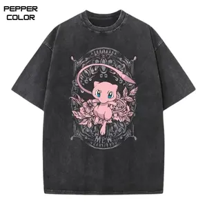 Retro Pink Anime Meww Tee, PKM Shirt, Anime Vintage T-Shirt, Manga Shirt, Crew Neck Casual Cotton Shirt, Streetwear for Men, for Women, Gift for fans