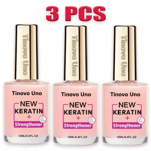 Tinovo Uno Nail Keratin Strengthening Oil Set - 3 Bottles 12ml Each - Alcohol-Free Vitamin E Infused Protein & Keratin Formula for Brittle Nails - Quick Dry Clear Polish - Gentle Nail Repair & Protection - Manicure