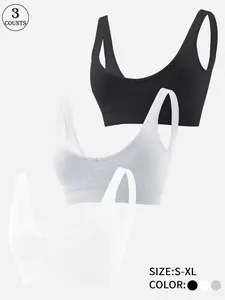 1/2/3/6 Piece Women's Sports Bra Removable Pads Backless Design Wire-Free Seamless 3/4 Cup Athletic Bra Yoga Workout Casual Tank Top Seamless Sports Bras