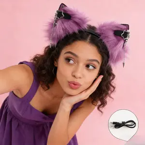 Super Cute Electric Ears: Automaticand Touch-Sensitive Modes CosplayCat Fox Ears - USB RechargeableEars with Touch-Sensitive Mode,Soft Plush Material, Suitable for Live-Ready christmas Valentine'sDay Cosplay Accessories, CostumeAccessories Masks Fest