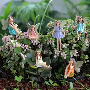6pcs Resin Fairy Sculptures Set for Garden Decor, Miniature Fairy Statues for Potted Plants, Religious Theme Outdoor Fairy Garden Accessories
