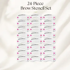 24-Piece Reusable Eyebrow Stencil Kit for Natural Well-Defined Brows Easy Brow Shaping Guides for Daily Makeup Full Symmetrical Hair-Like Brows