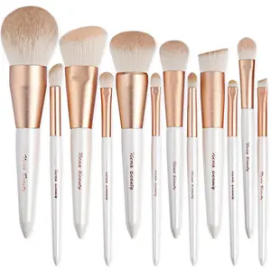 Makeup Brushes Set, EVRCHGIEA 12Pcs Premium Eye Shadow, Eyebrows, Eyeliner, Concealer, Lip Liner，Foundation Makeup Brush White Travel Makeup Set,Cruelty-Free Synthetic Fiber Bristles EVRCHGIEA