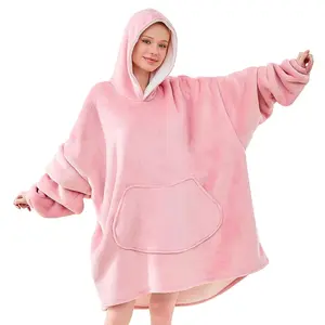 Warm Homewear Hoodie Unisex Wearable Blankets Winter Loungewear,  Giant Pocket, Warm Soft Sweatshirt, Womenwear, Winter Gift, Christmas Family Gather Costume, Extra Long, Thick. Fleece Lining
