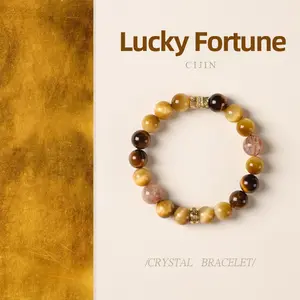 [Fortune Star Gathering] crystal bracelet, golden tiger eye tiger eye super seven, unisex, daily wear gift, natural stone gold accents, wealth prosperity good luck symbol