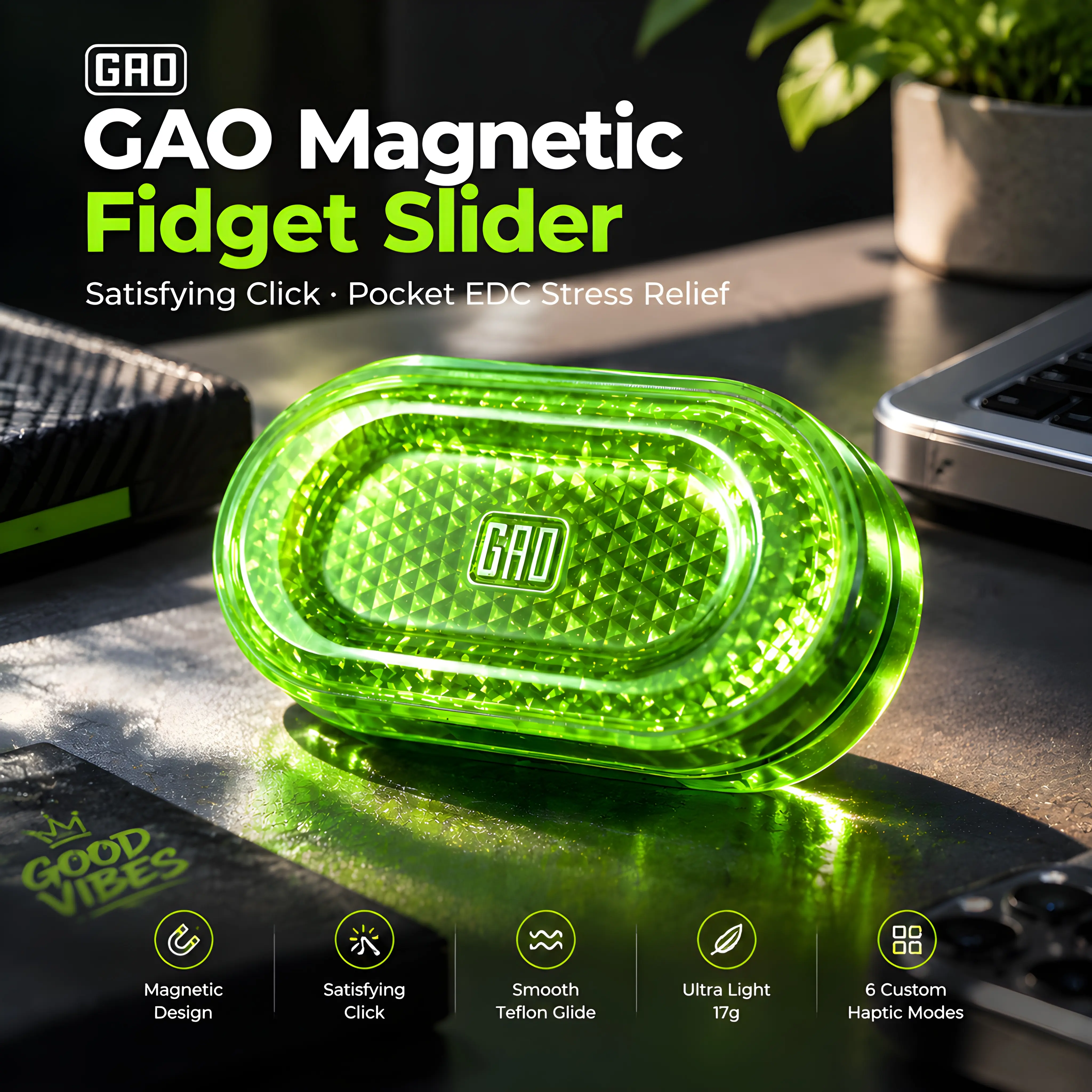 Mr Gao Gem Mechanical Slider Fidget Toy - Gem Appearance, Precise Movement, Versatile Sensory Stress Relief Tool, Fidget Toys
