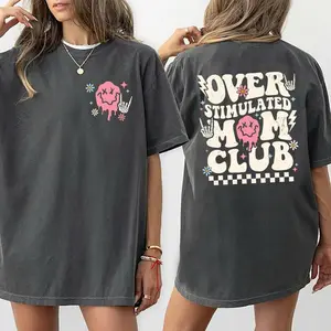 Overstimulated Mom Club Tee - Comfort Colors, Cool Mom Graphic T-shirt, Mother's Day Gift for Mama, Cotton Fabric Soft Top Womenswear