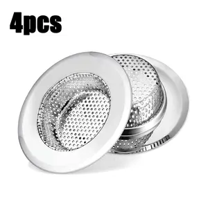 4 PCS 4.5-in Stainless Steel Kitchen Sink Strainer Stopper, Drain Basket Waste Plug with 2mm Diameter Holes, Drain Protector Kitchen Fixture Accessories to Protect Your Pipes