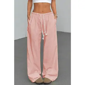 PLUS Pink Stripe Drawstring Loose Pants