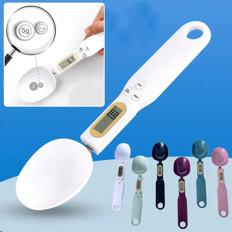 Compact Kitchen Scale with Measuring Spoon Utensils, Food Scale for Cooking Use That Measures Dry/Wet Ingredients