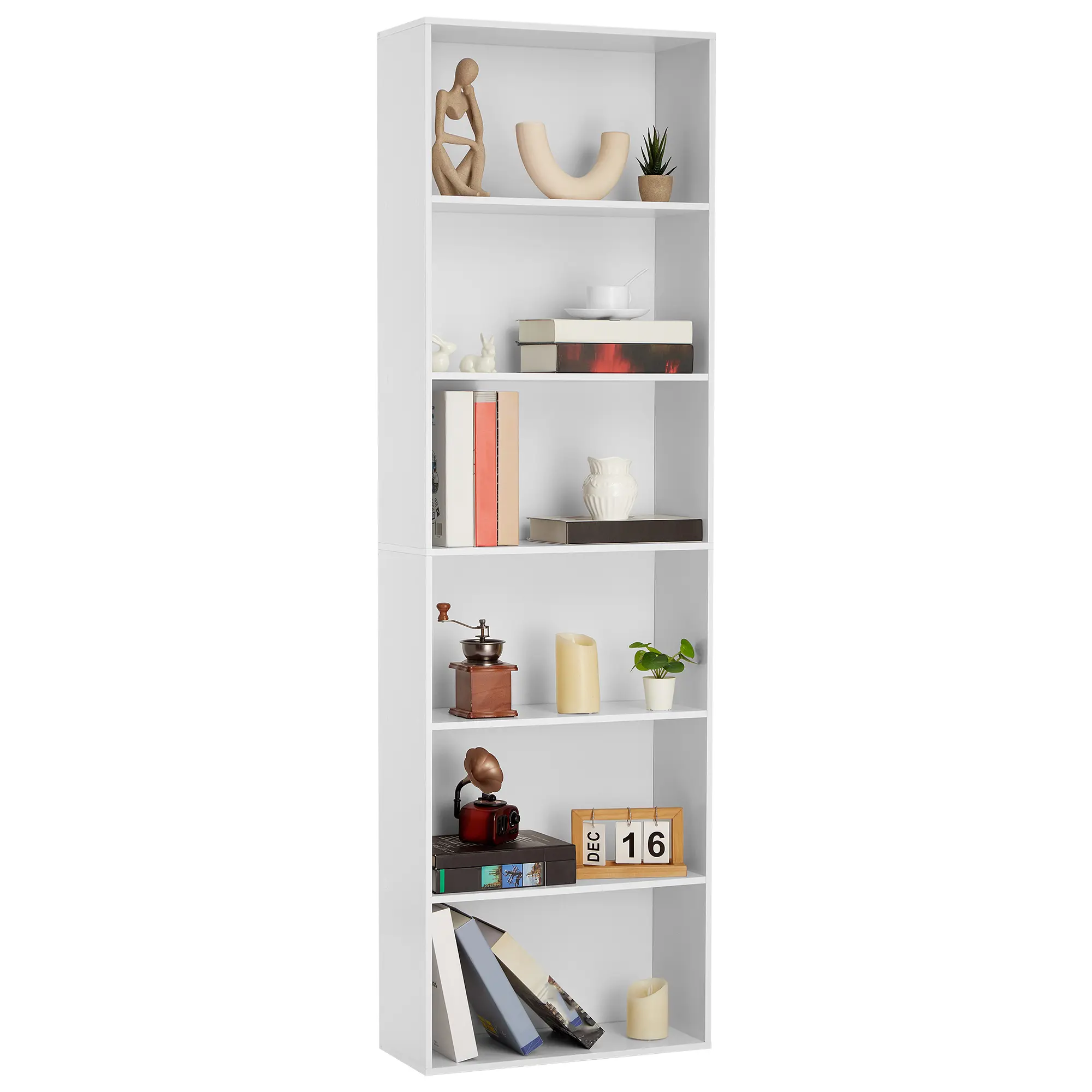 6 Shelf Industrial Bookcase, 71.4" Tall Rustic Wood Bookshelf with 250LB Capacity, Floor Standing Display Storage Shelves for Home Office/Library/Living Room/Bedroom/Kitchen