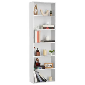 6 Shelf Industrial Bookcase, 71.4" Tall Rustic Wood Bookshelf with 250LB Capacity, Floor Standing Display Storage Shelves for Home Office/Library/Living Room/Bedroom/Kitchen