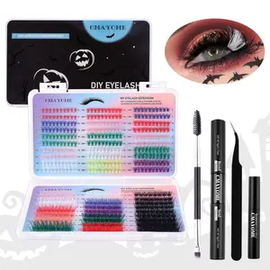 Colorful False Eyelashes with Eyelash Tools, 1 Box Natural Look Eyelash Extensions, Self Grafting Curl Eyelashes, DIY Eyelash Extensions, Eye Makeup Enhancement, Cosmetic