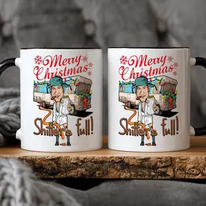 1pc Merry Christmas Cousin Eddie Quote White Ceramic Novelty Coffee Mug - Funny Christmas Vacation Inspiration, 11-Ounce Capacity, Unique Gift for Friends and Family
